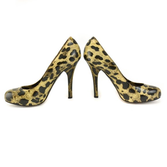 DOLCE & GABBANA: Brown Leather Leopard Print Heels - Picture 8 of 10
